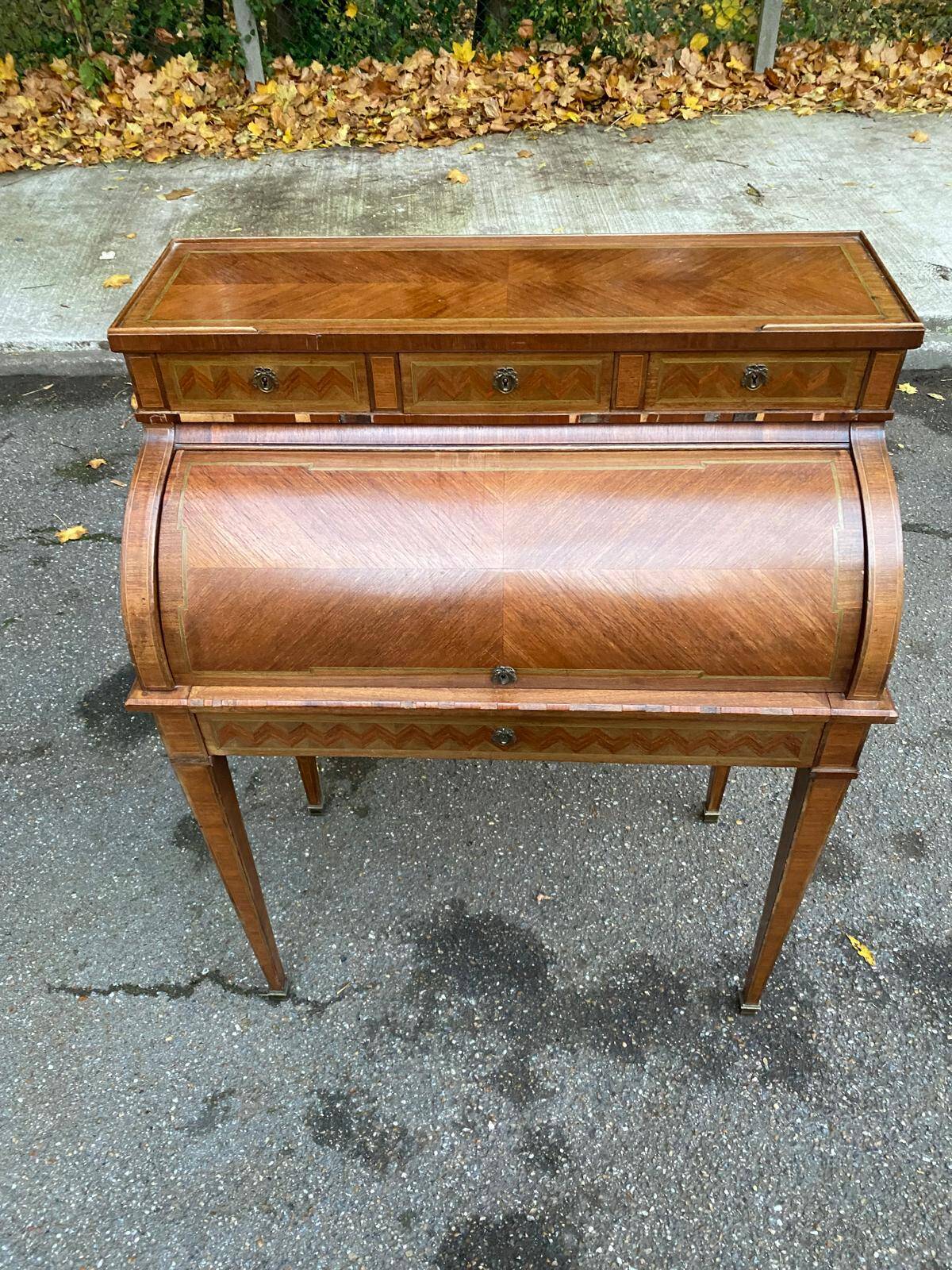 19th century wooden cylinder desk secretary