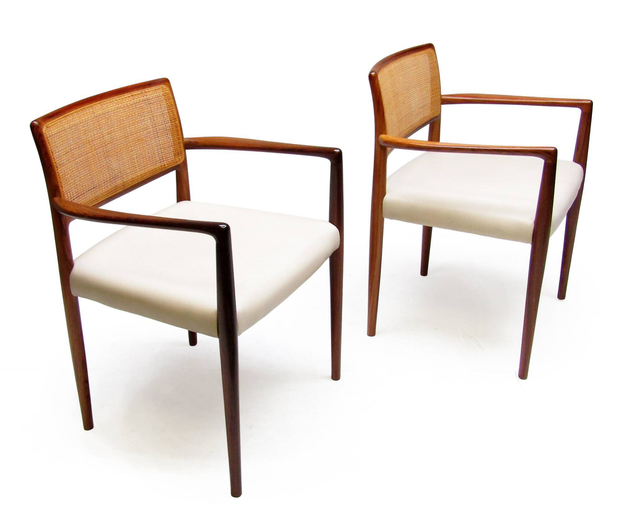 Set of 8 Danish Dining Chairs in Rosewood & Rattan attr. Niels Moller