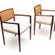 Set of 8 Danish Dining Chairs in Rosewood & Rattan attr. Niels Moller