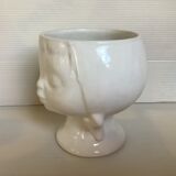 Head girl cache pot vase white earthenware