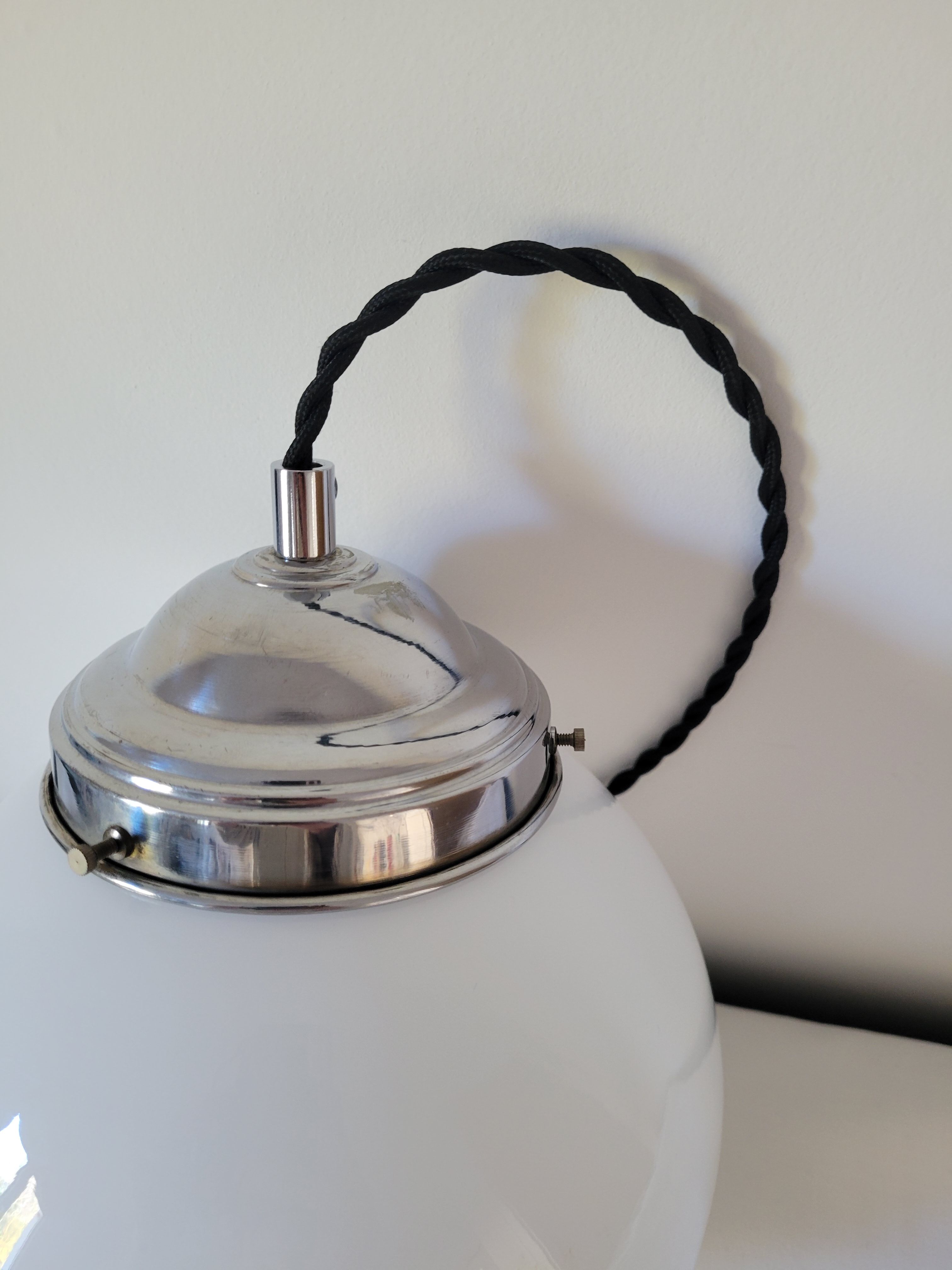 Opaline ball hanging lamp