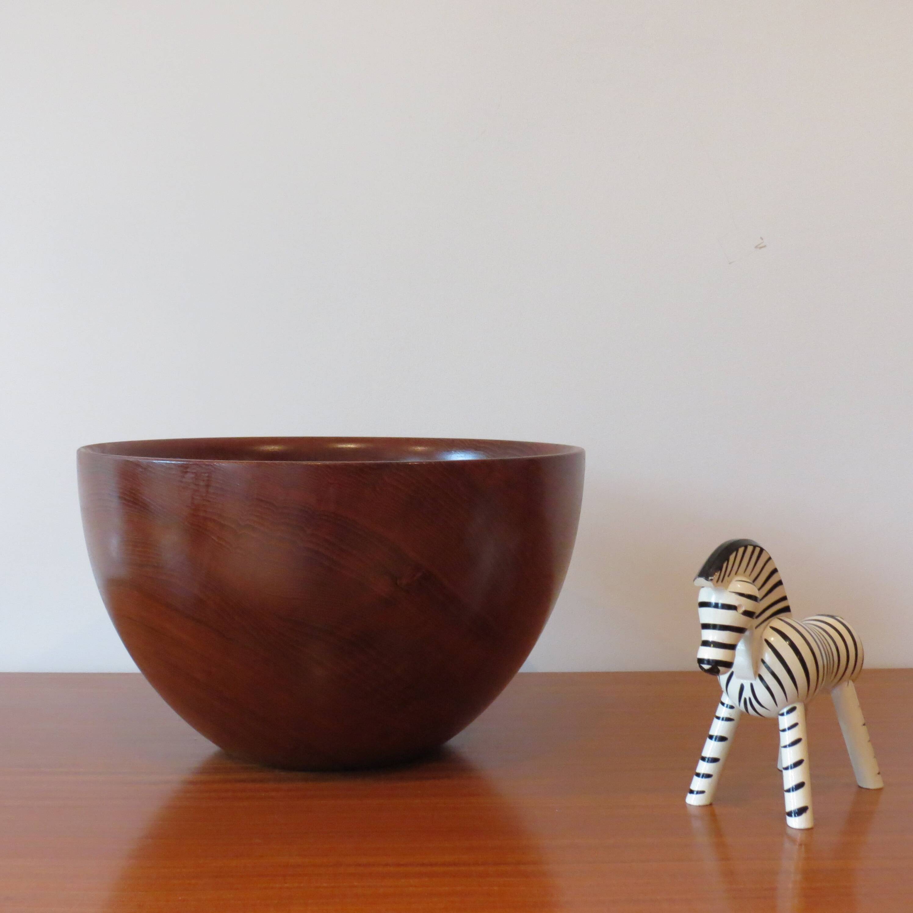 Very Large Teak Midcentury Wooden Bowl by Galatix England, 1970s