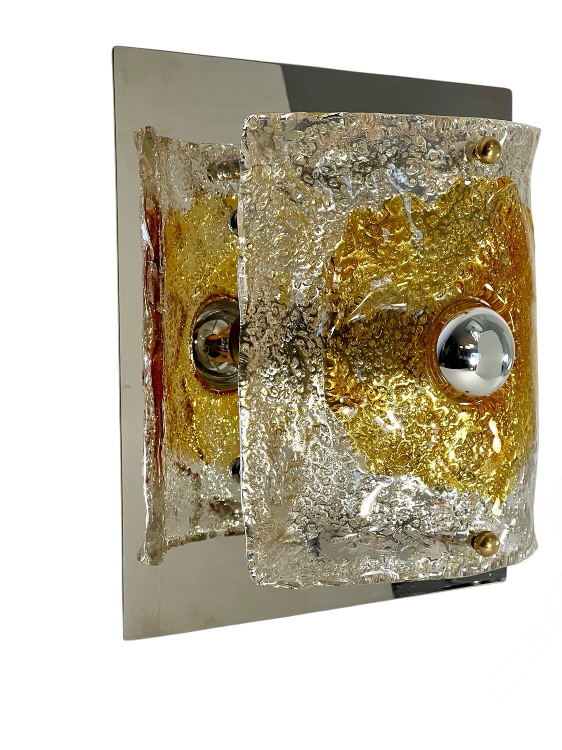 Italian chrome and Murano glass wall light from the 1970s.