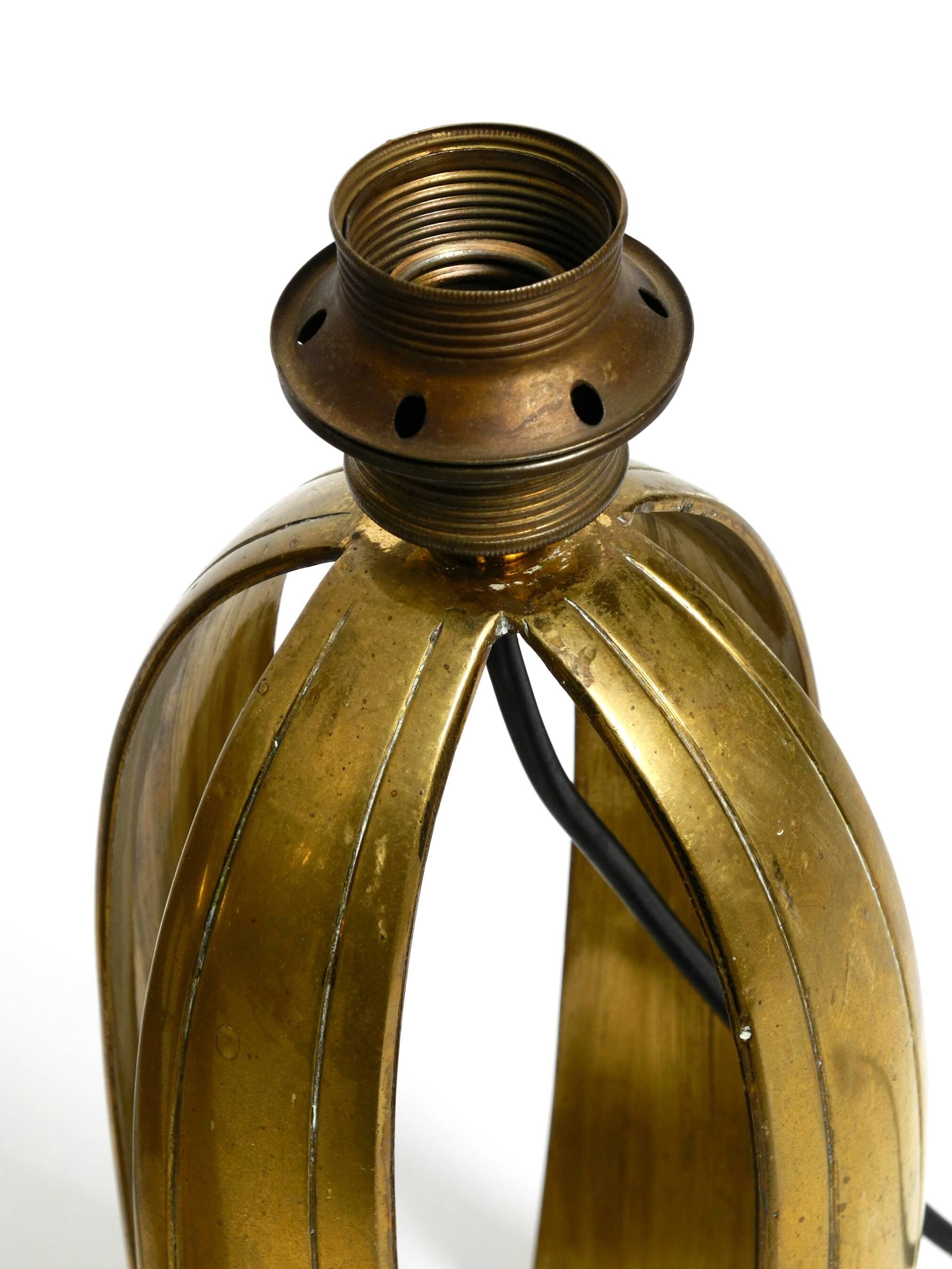 Pair of large extraordinary heavy Mid Century brass table lamps