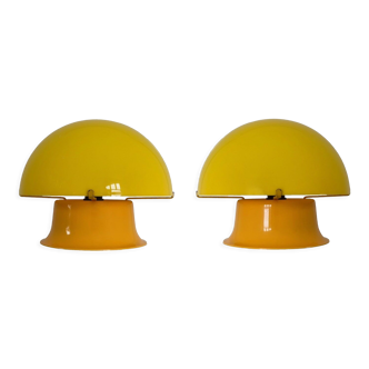 Lot de 2 lampes de table aux champignons vintage Space Age, base tulipe