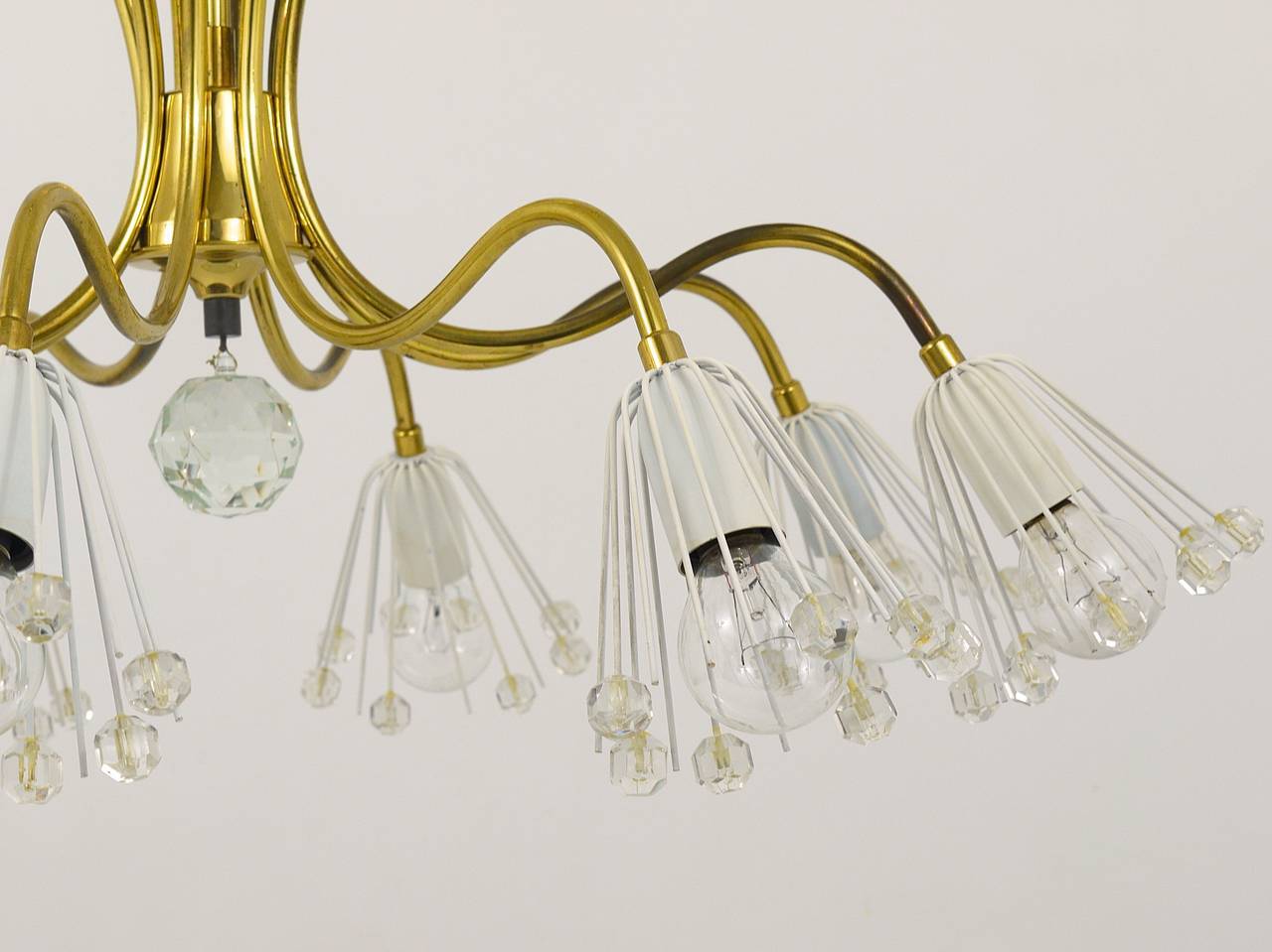 Modern brass floral chandelier Emil Stejnar, Rupert Nikoll, Austria, 1950s