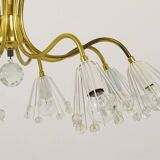 Modern brass floral chandelier Emil Stejnar, Rupert Nikoll, Austria, 1950s