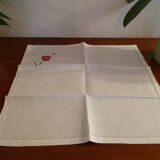 8 napkins embroidered flowers cotton mixed race 40 x 38