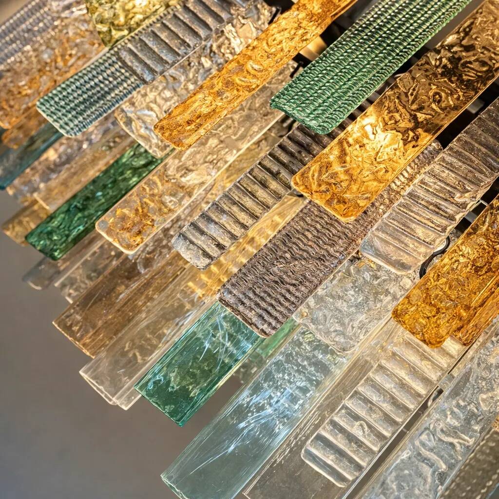 Grand lustre en verre de Murano avec des bandes rectangulaires