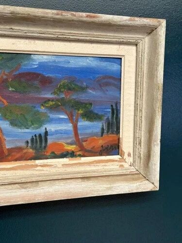 Original Danish Oil on Panel “Forest Motif” by Ivan Joern, Vintage 35×45cm