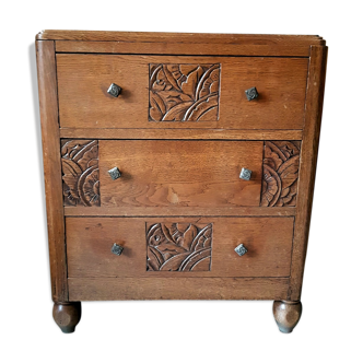 Carved art deco small dresser