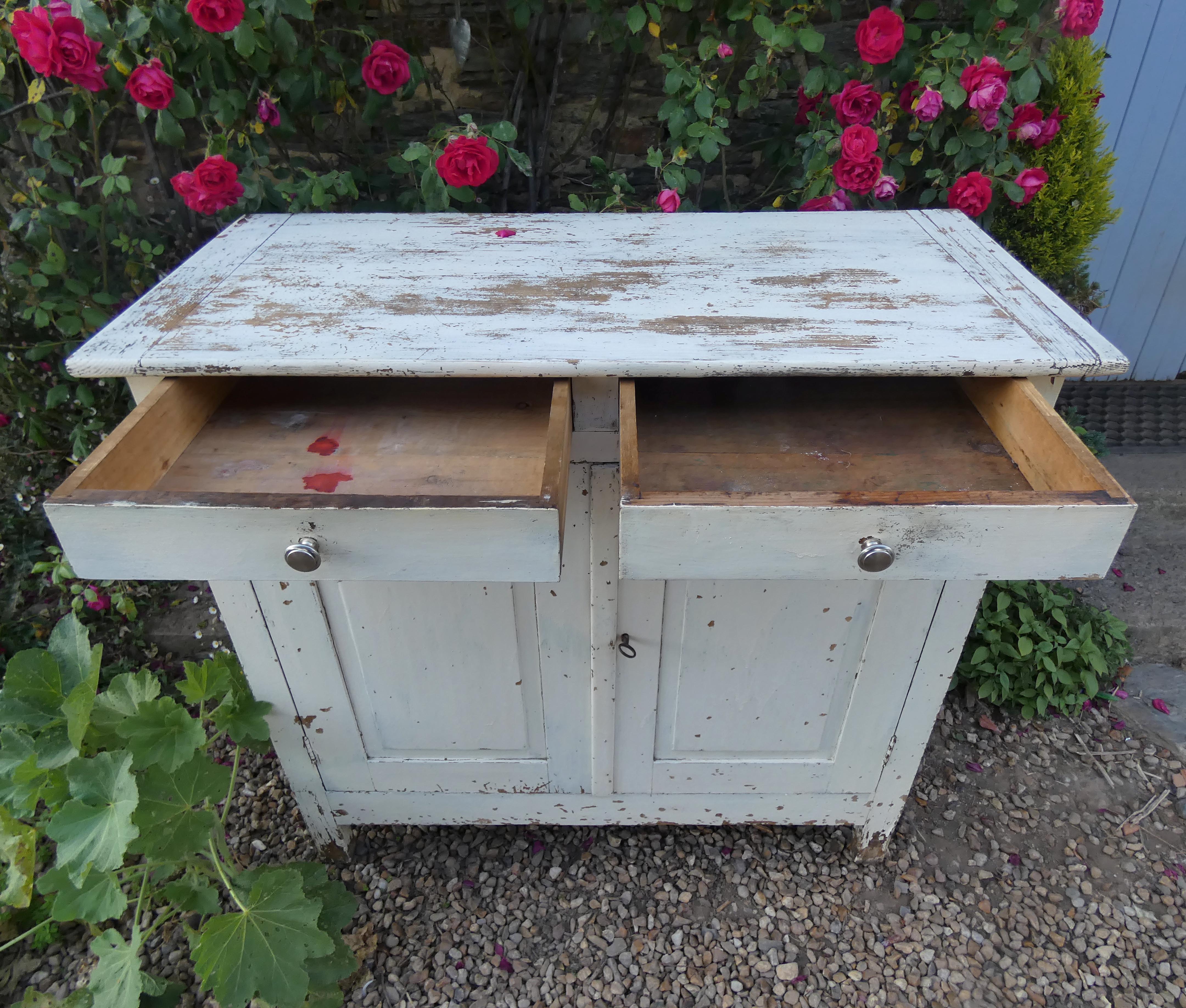 Old patinated wooden sideboard