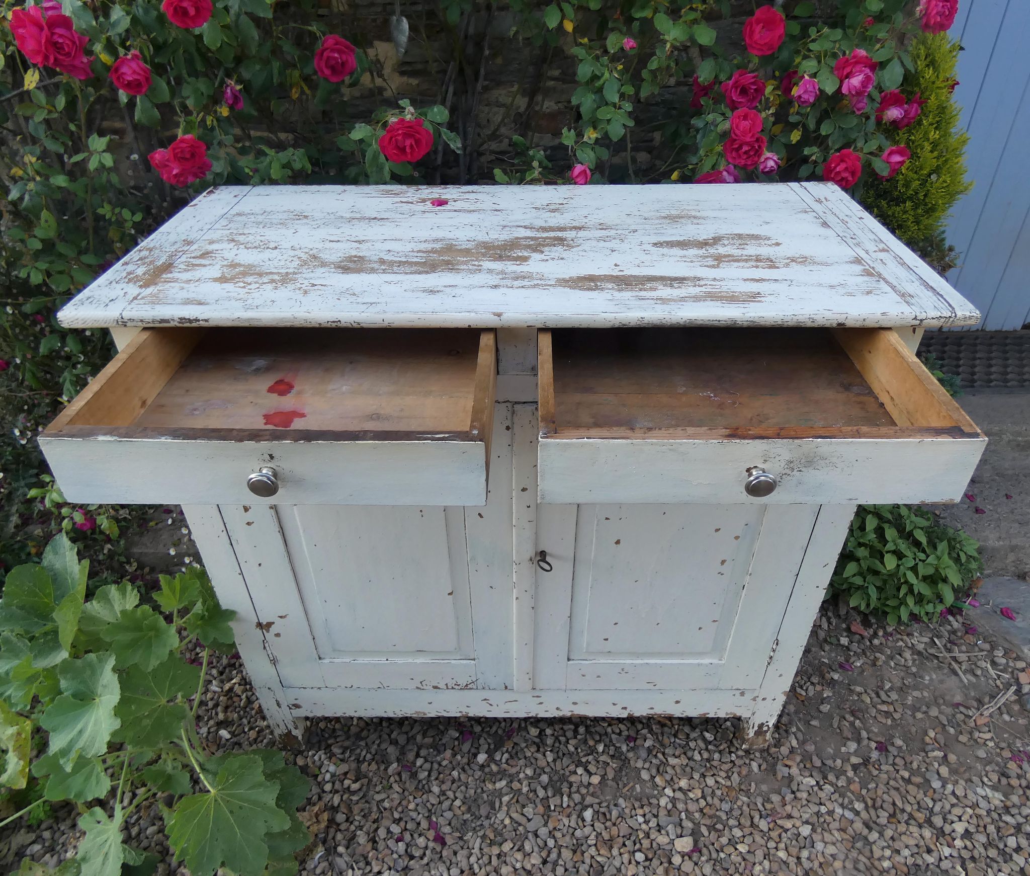 Old patinated wooden sideboard