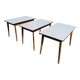 lot de 3 table en formica blanc et bois vintage