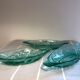 Ravier en verre vintage vert emeraude décor raisins