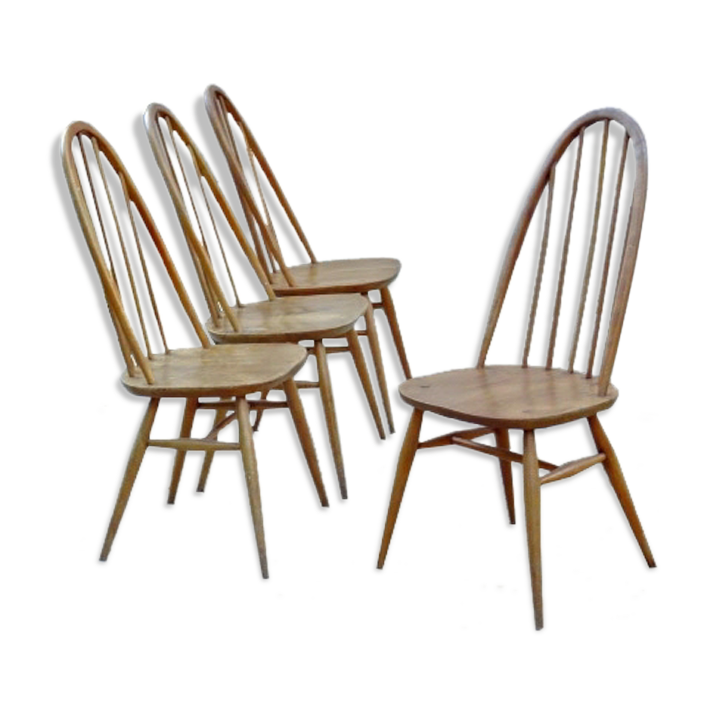 Ensemble 4 chaises Ercol 1950 design scandinave