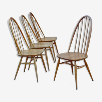 Ensemble 4 chaises Ercol 1950 design scandinave