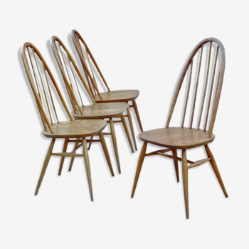 Set of 4 chairs Ercol 1950 Scandinavian design