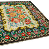 Handmade Vintage Moldovan Black Kilim 181 cm