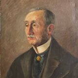 Portrait of an old man with a tricolor barrette