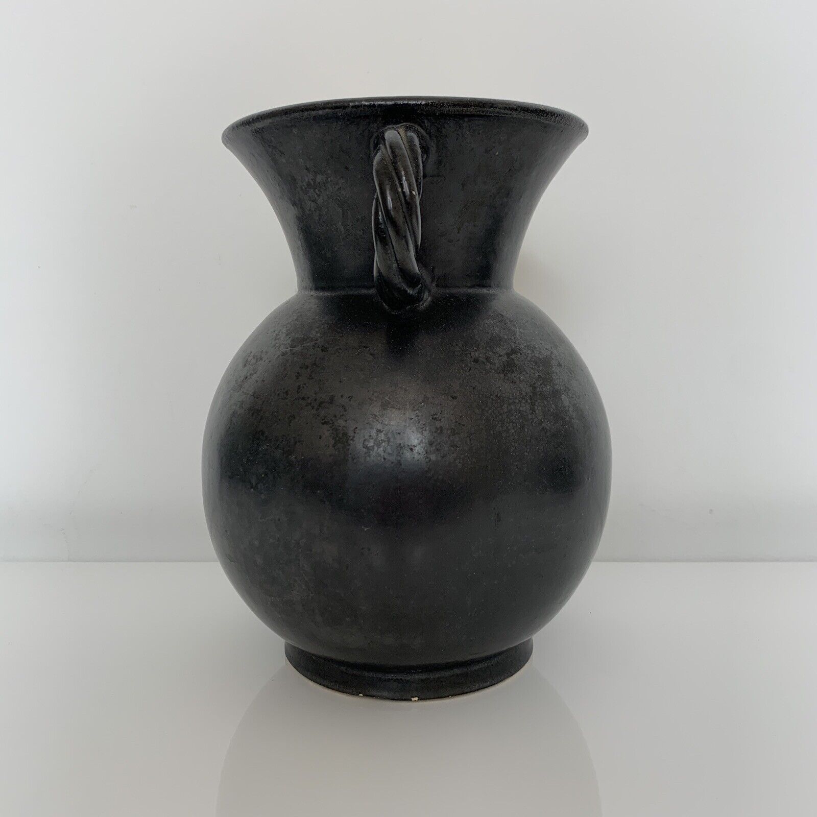 Vase with handles black yellow vintage