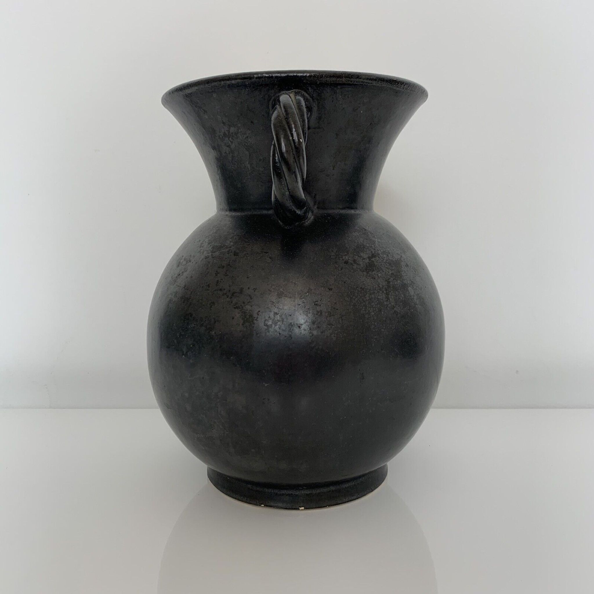 Vase with handles black yellow vintage