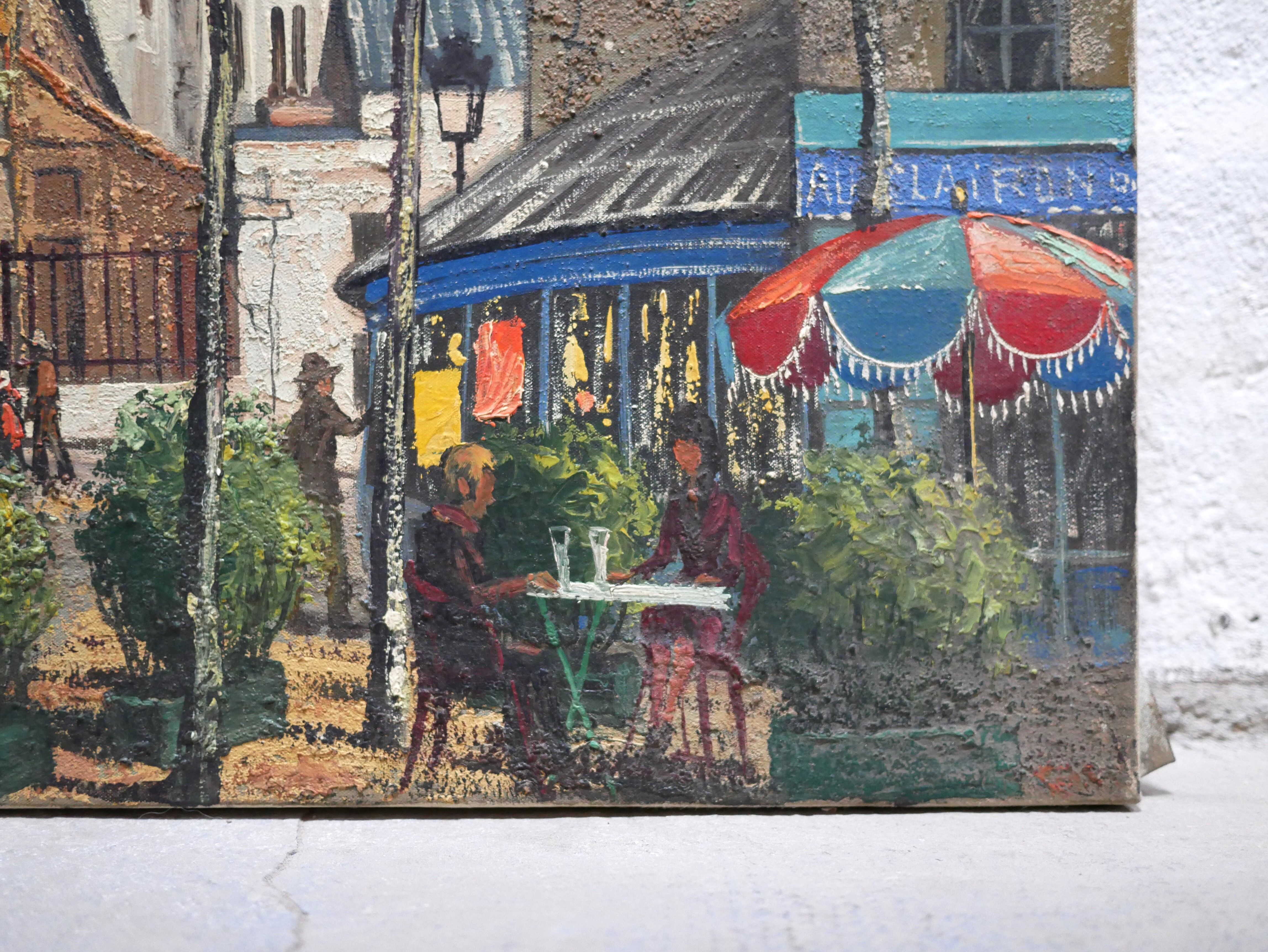 Old painting painting on canvas Montmartre, Paris