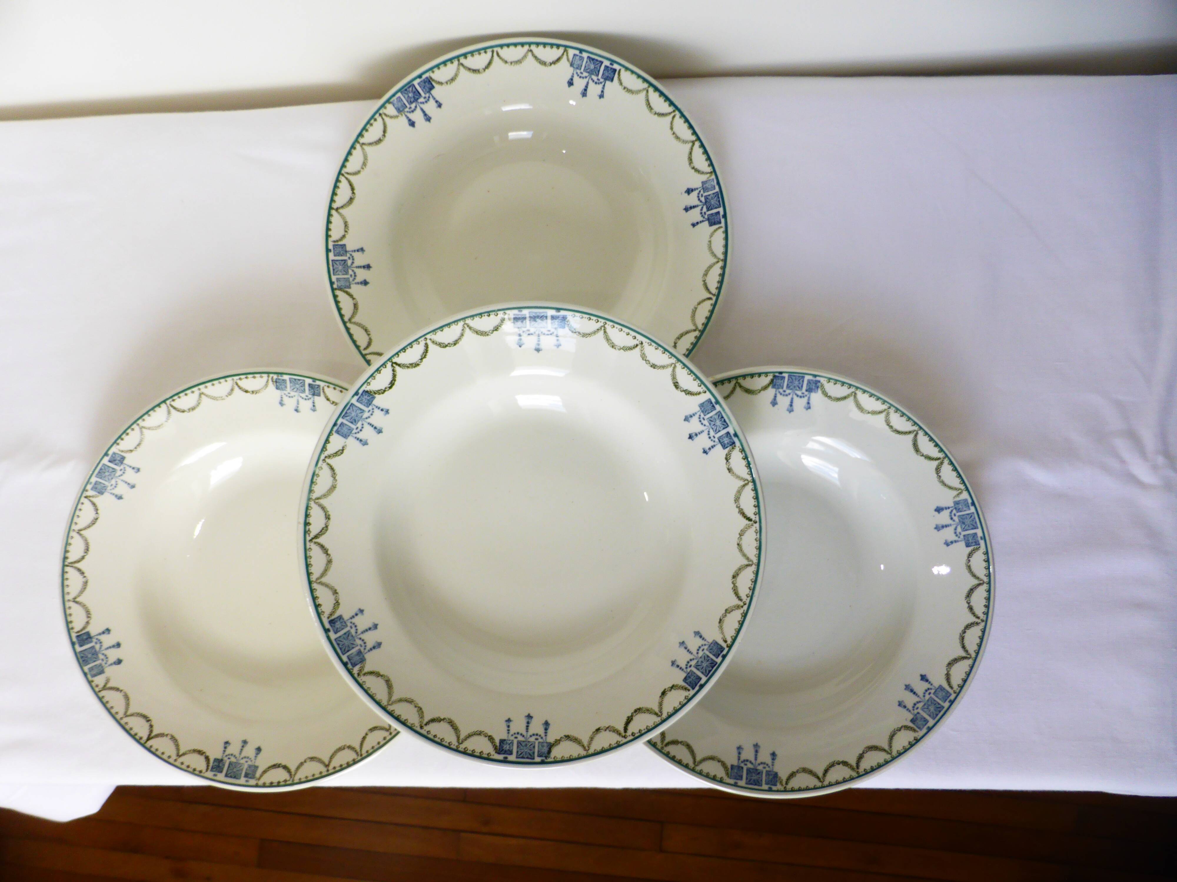 4 vintage deep plates from St Amand 220628