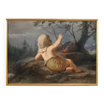 Peinture italienne du 19ème siècle "Hiver"