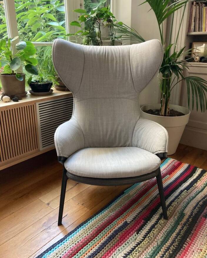 Bicolour armchair P22 Cassina designed by Patrick Norguet