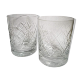 Duo of crystal whiskey glasses