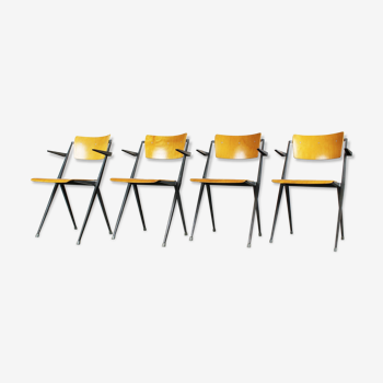 Vintage Pyramid chairs with armrests by Wim Rietveld