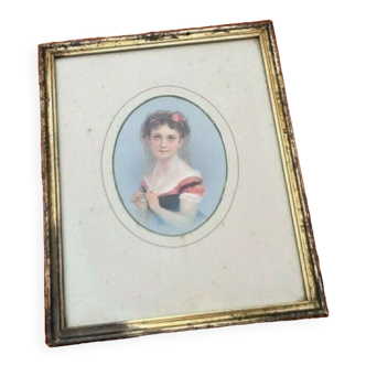 Rectangular frame, nineteenth century medallion portrait