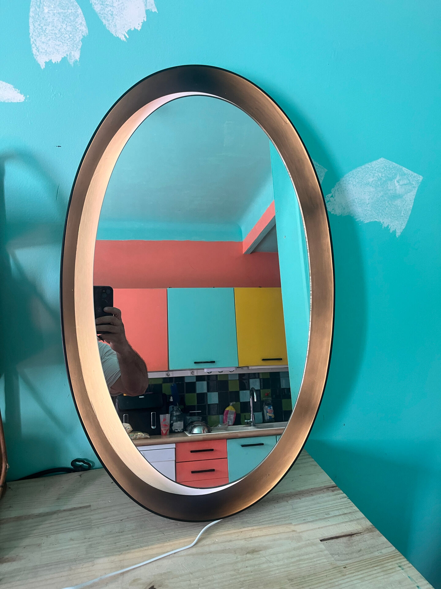 Sublime Vintage Oval Mirror with Lights (1970s/1980s) 50x80 cm – Style