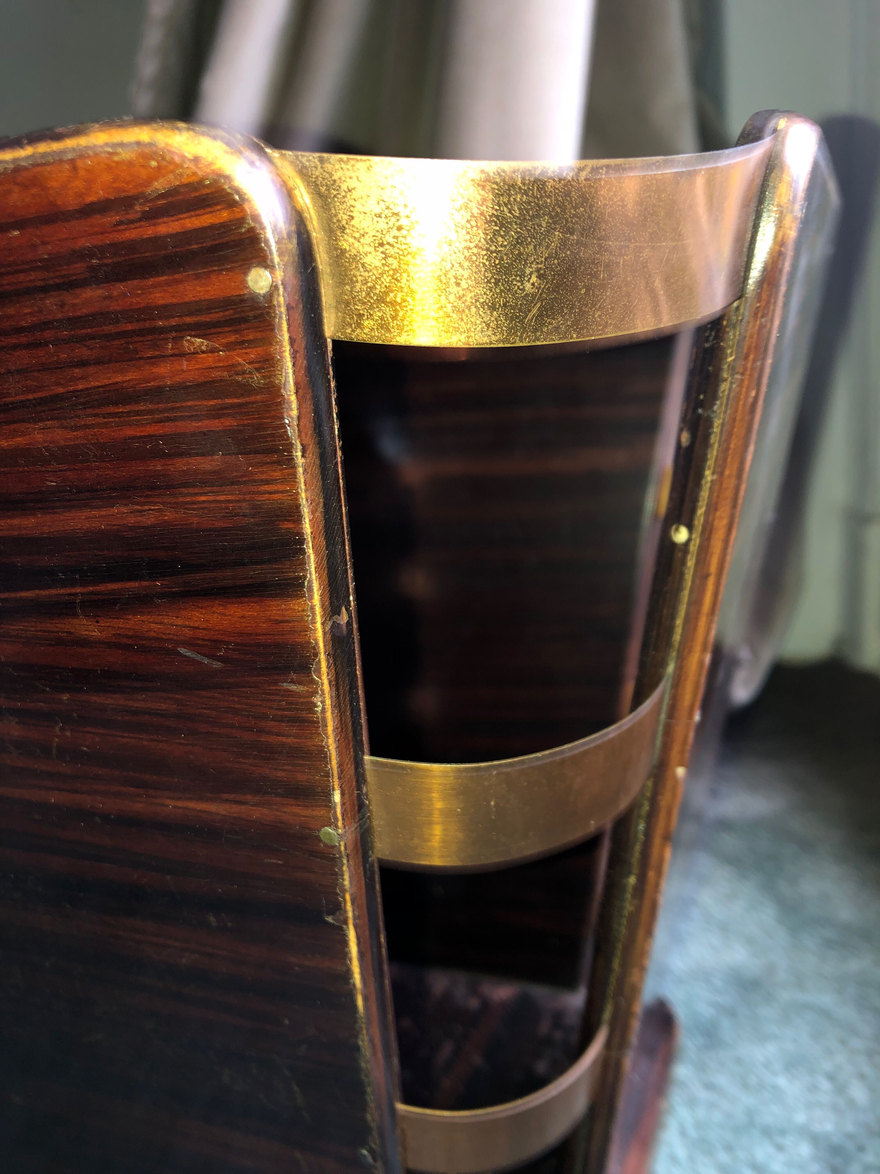 Antique art deco design rosewood waste paper basket