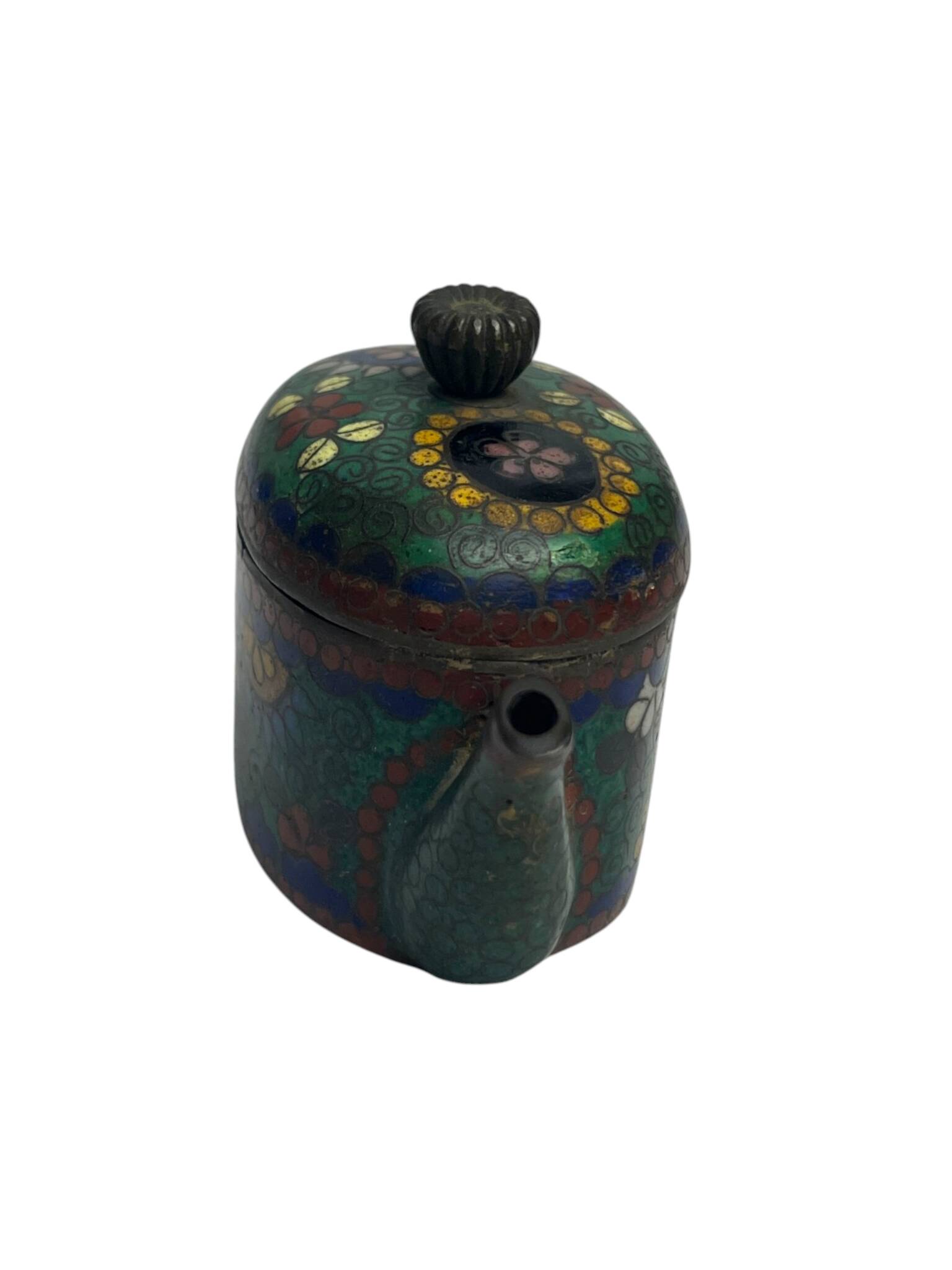 China, small cloisonné bronze teapot early 20th century