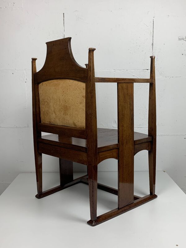 Chaise Arts and Crafts de William Birch par EG Punnett pour Liberty & Co. vers 1900