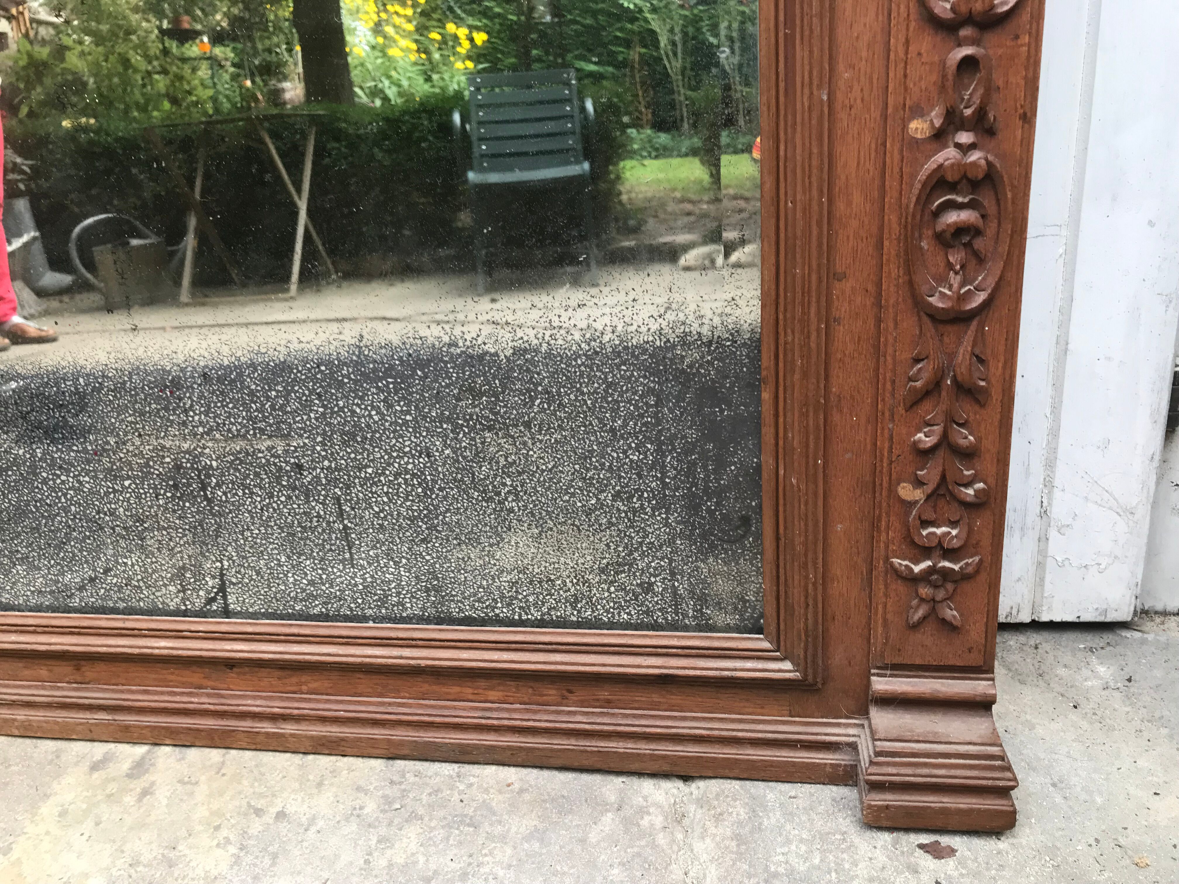 Carved wooden fireplace mirror 132 x 99