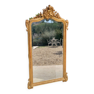 Napoleon iii beveled mirror in 19th century rocaille style, large model, in gilded wood