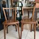 Pair of vintage Baumann bistro chairs in wood.