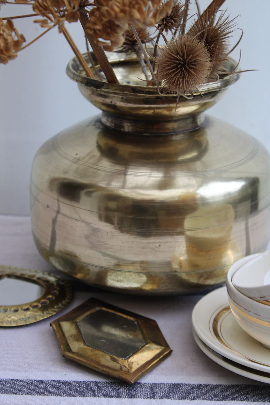 Golden brass vase