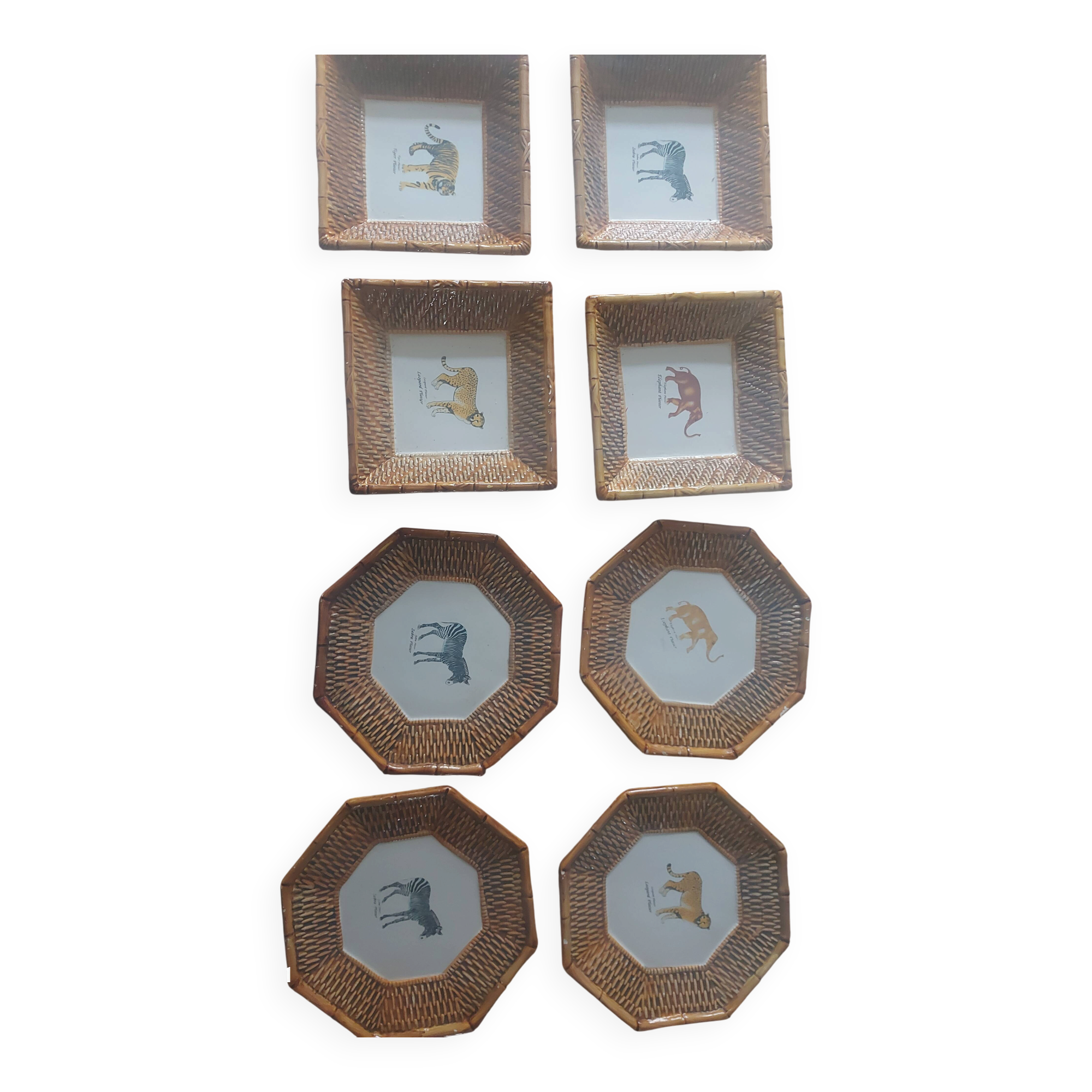 Lot de 8 assiettes de la savane