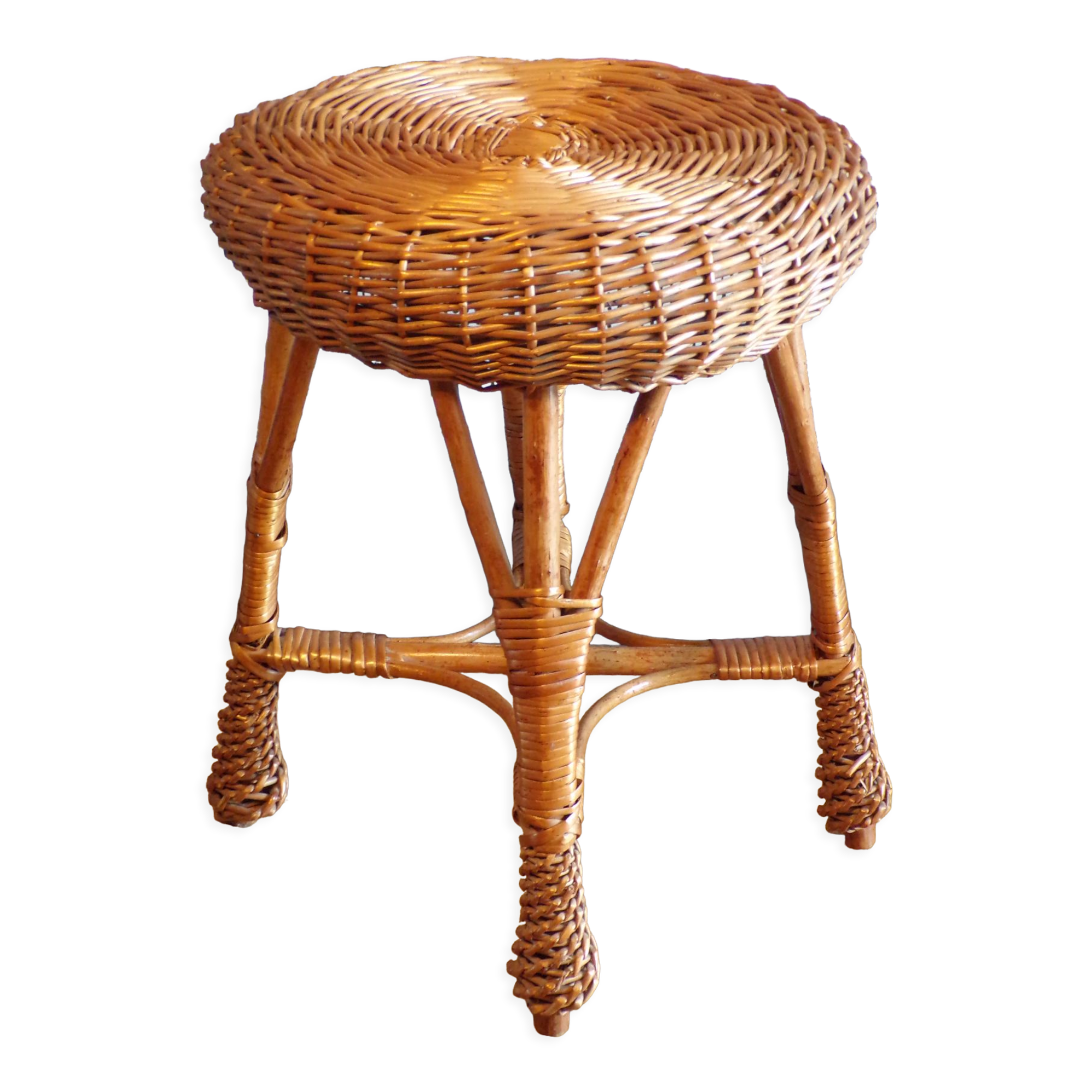 Round wicker stool 1960