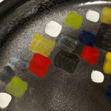 Lacquered Black with Colored Details Ceramic Vide-Poche by Ars Deruta, Ital