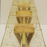 Console table in exotic wood with resin top, 1990s