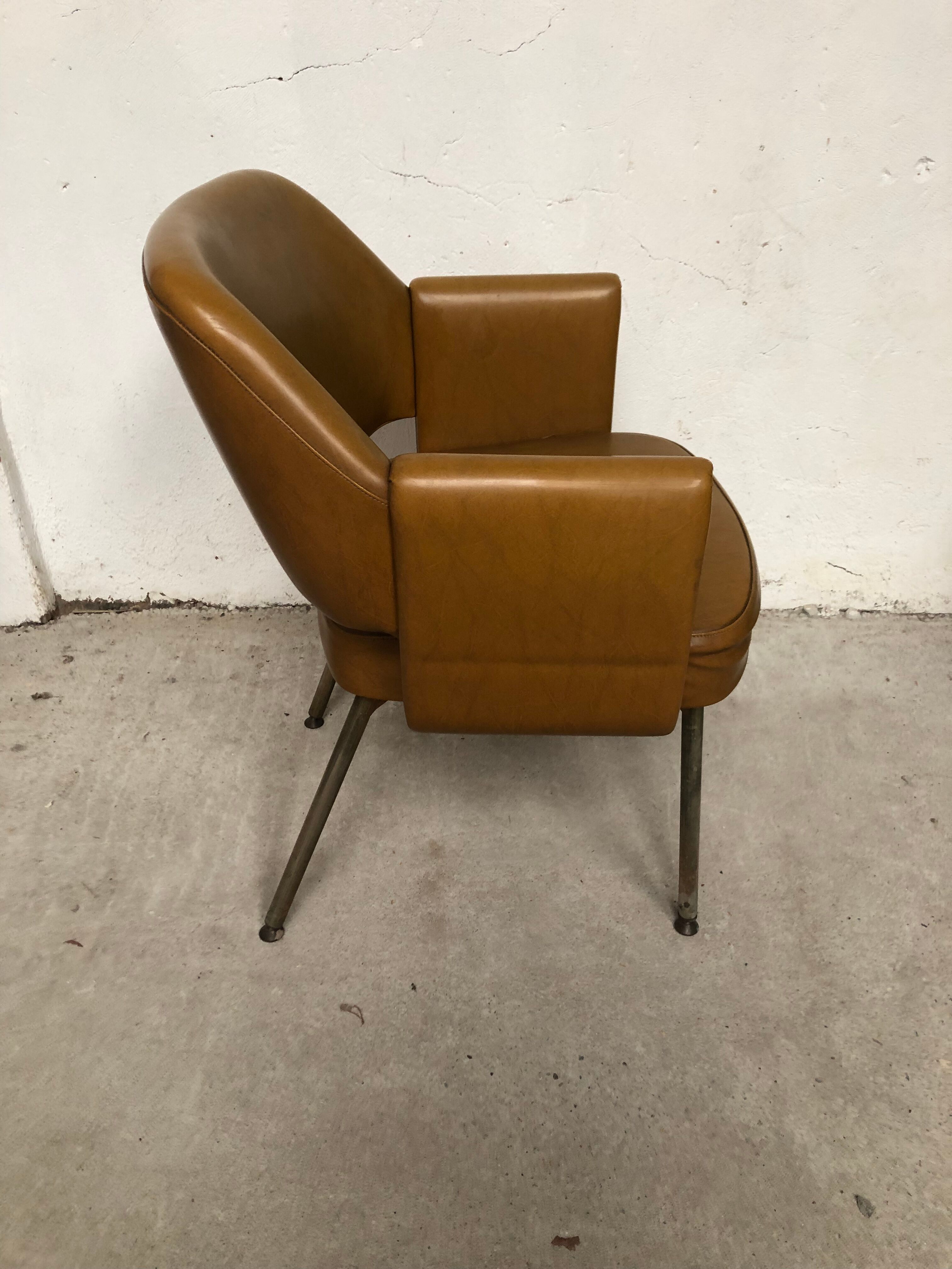 Armchair imitation leather Marc and Pierre Simon for Airborne 60s