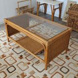 Braided rattan coffee table