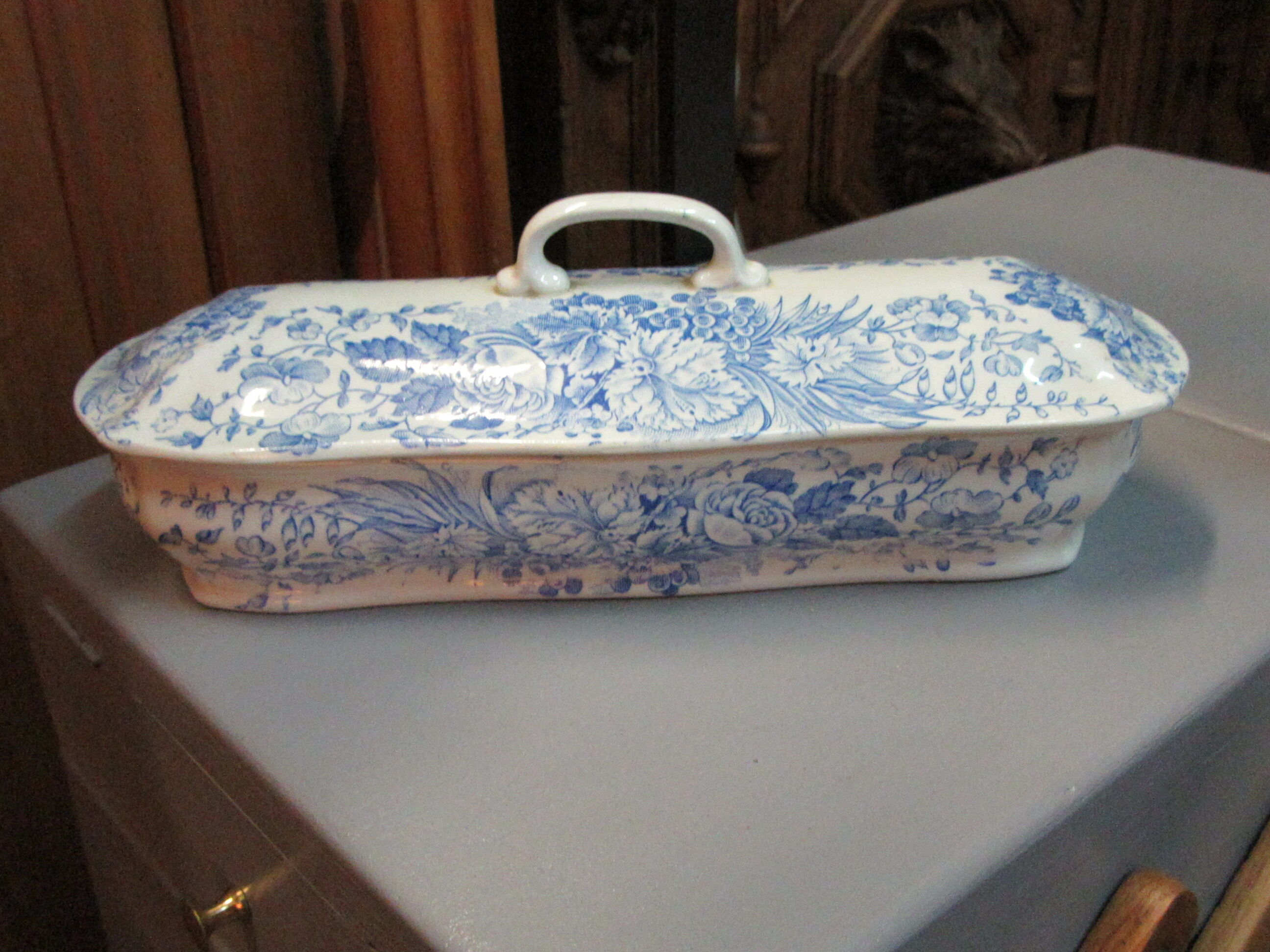 Porte savon en faience bleu de sarreguemines