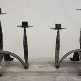 Pair of wrought iron candlesticks