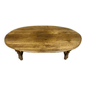 Louis XIII style coffee table in solid oak circa 1900
